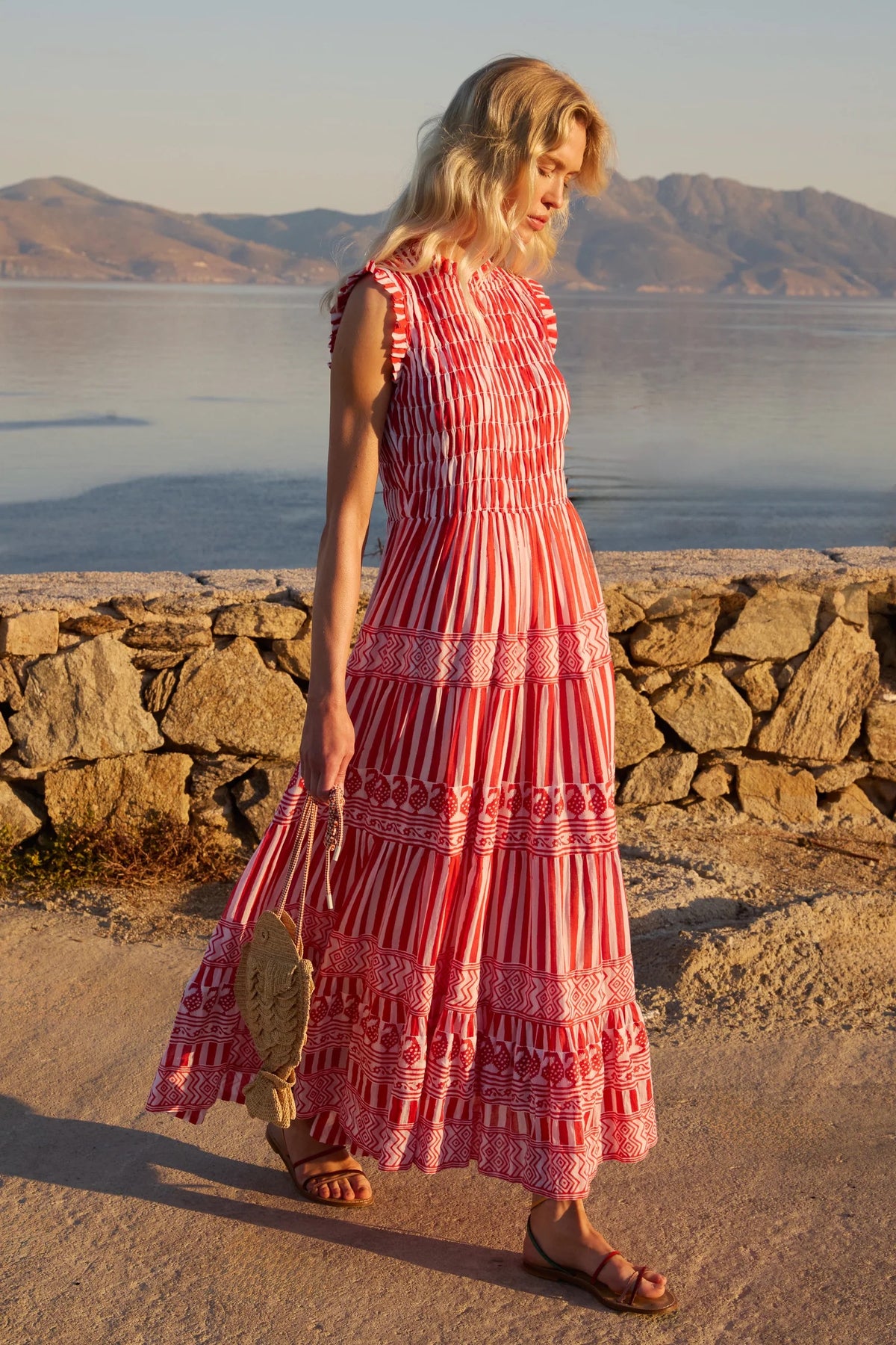 Oliphant Sleeveless Smocked Maxi - Santorini