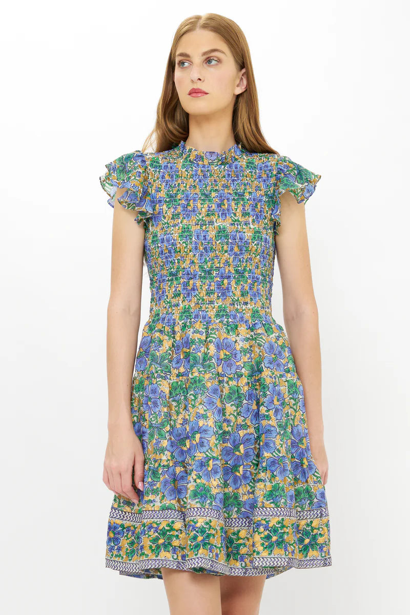 Oliphant Smocked Flirty Short- Matera Blue