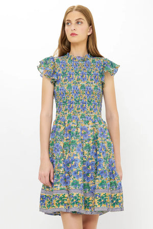 Oliphant Smocked Flirty Short- Matera Blue