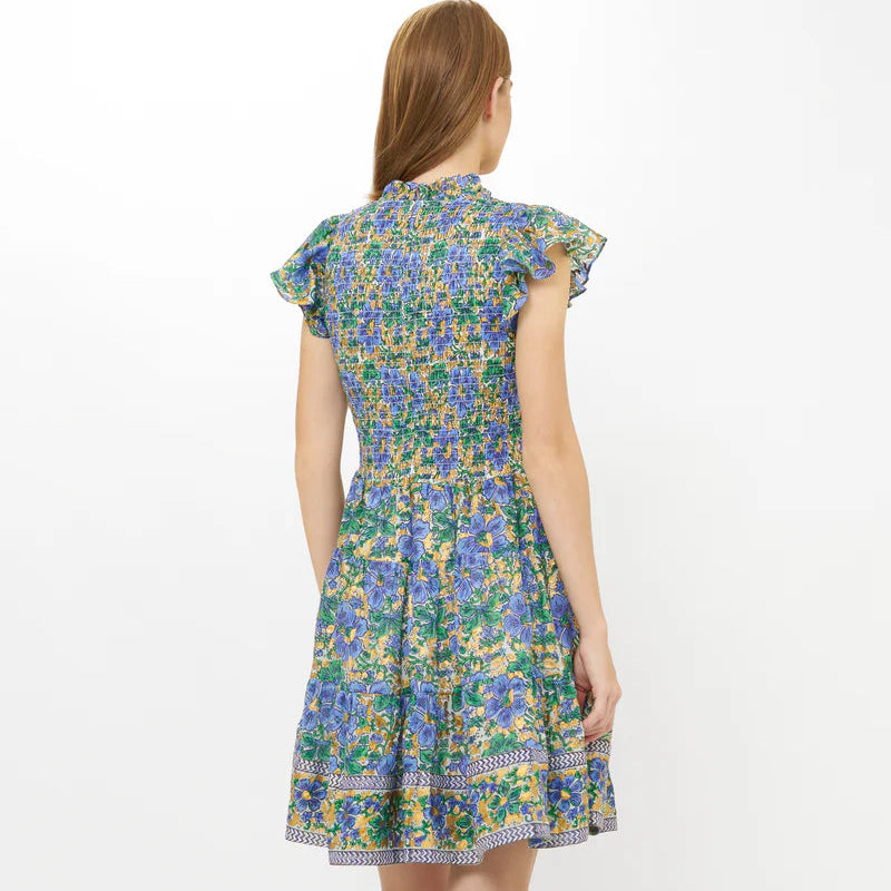 Oliphant Smocked Flirty Short- Matera Blue