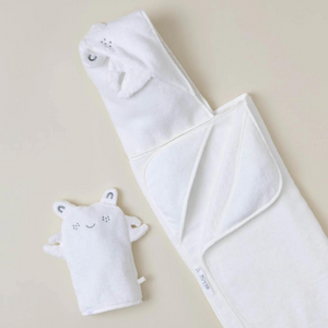 Barefoot Dreams Toddler Hooded Towel & Washcloth - Sea Salt