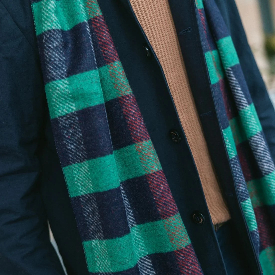 Swole Panda Scarf - Green/Navy Striped