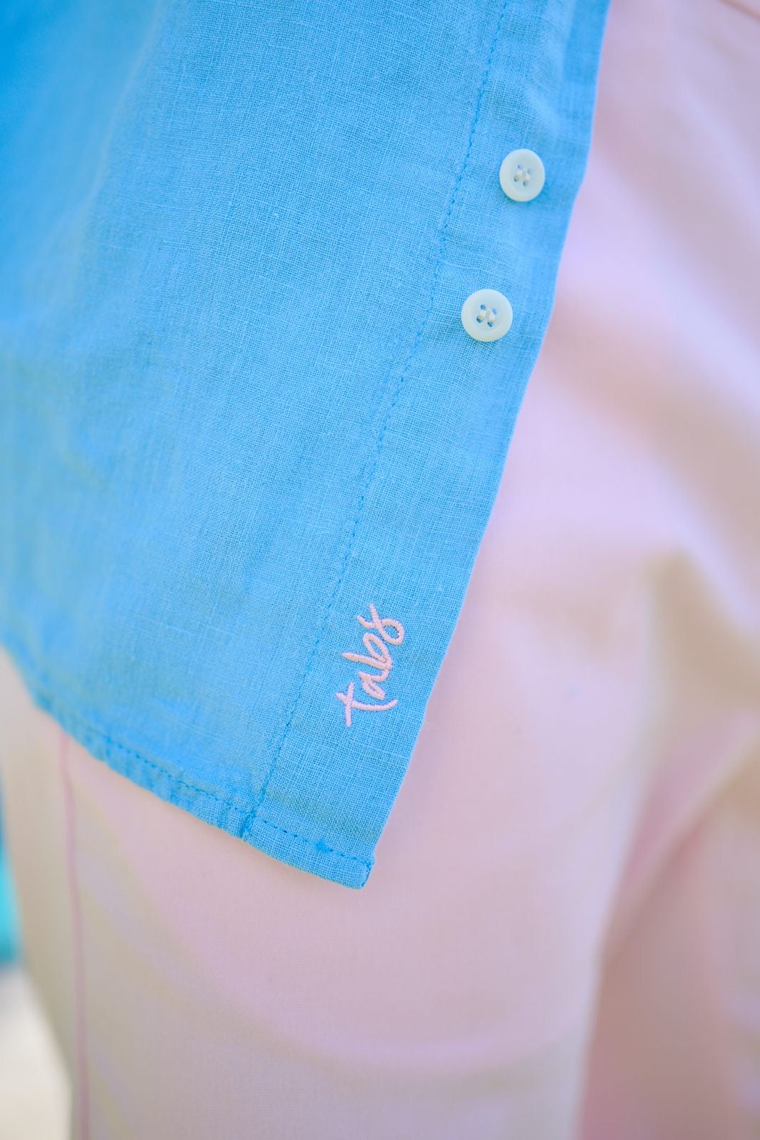 TABS Men's Long Sleeve Linen Shirt - Ocean Blue