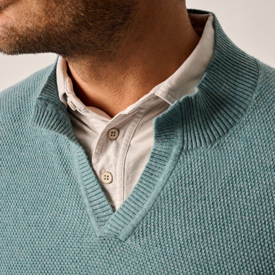 Johnnie-O Esteban Johnny Collar Sweater - Baltic