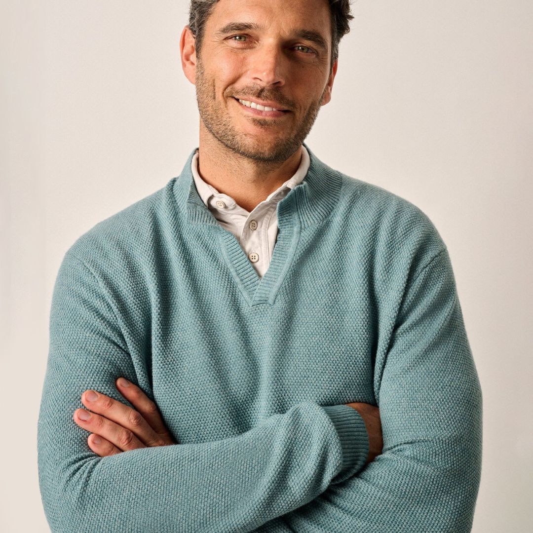 Johnnie-O Esteban Johnny Collar Sweater - Baltic