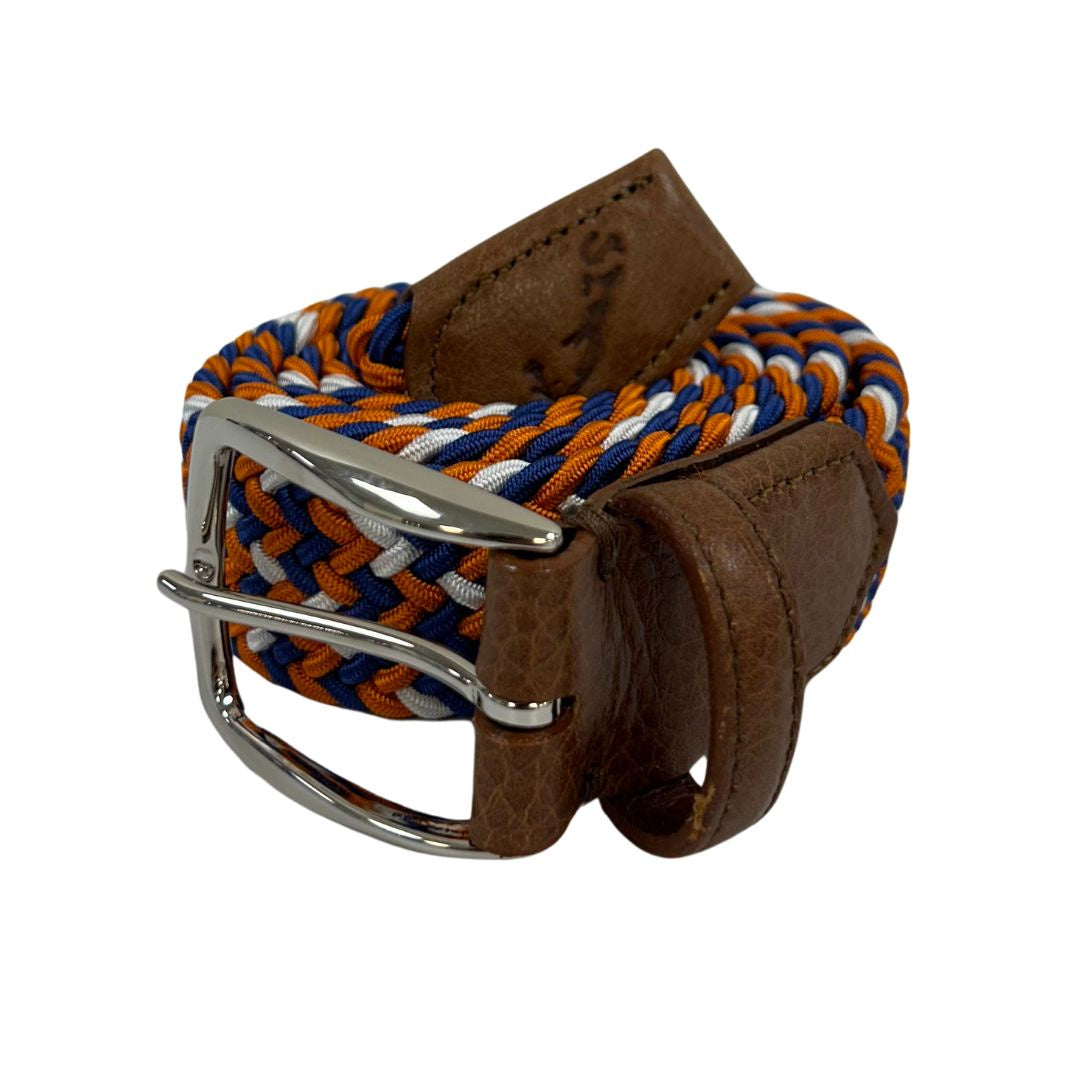 F. H. Wadsworth Elastic Stretch Belt - Navy, Orange & White