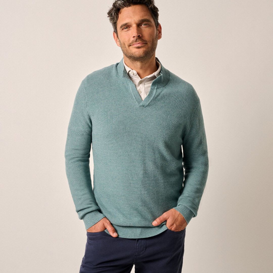 Johnnie-O Esteban Johnny Collar Sweater - Baltic