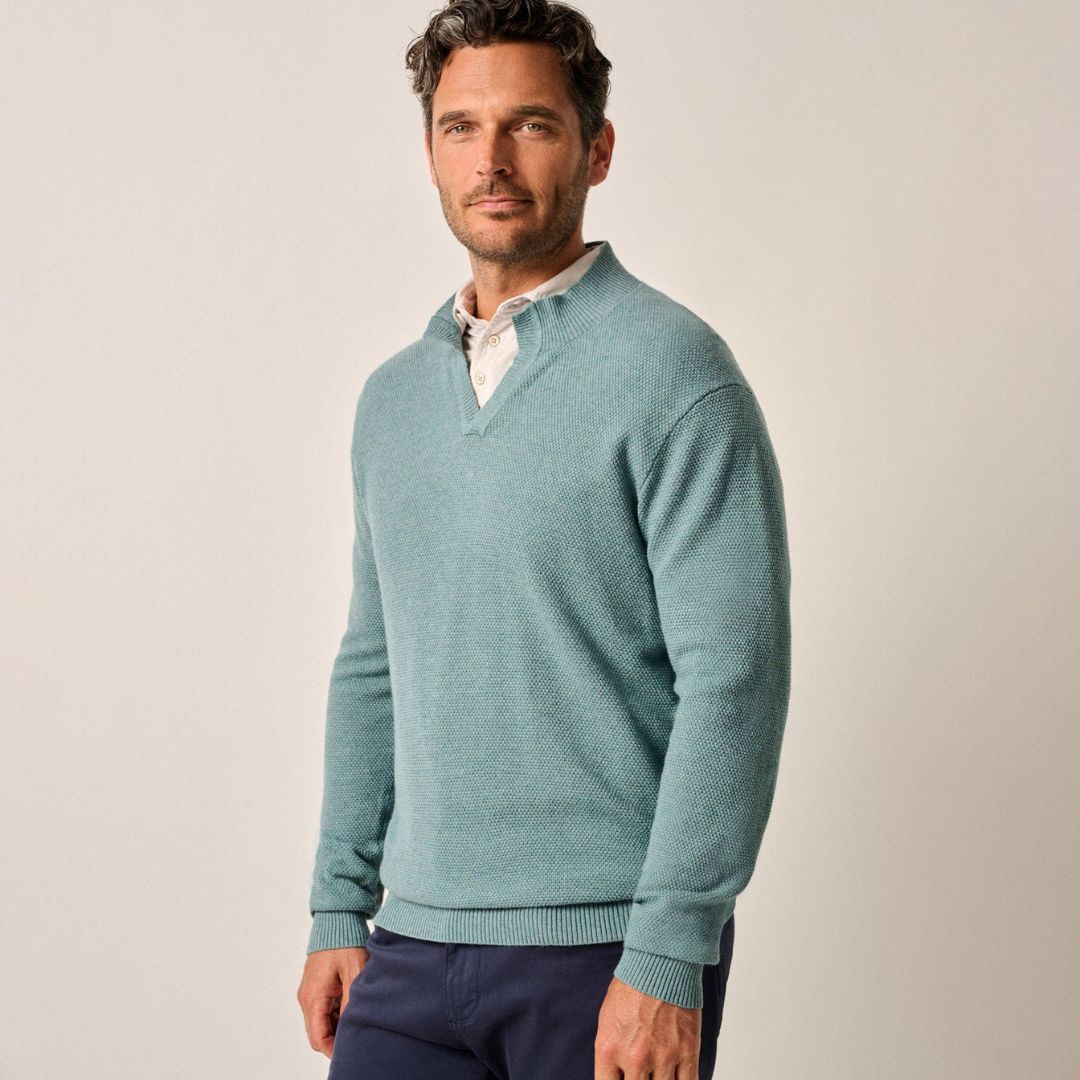 Johnnie-O Esteban Johnny Collar Sweater - Baltic