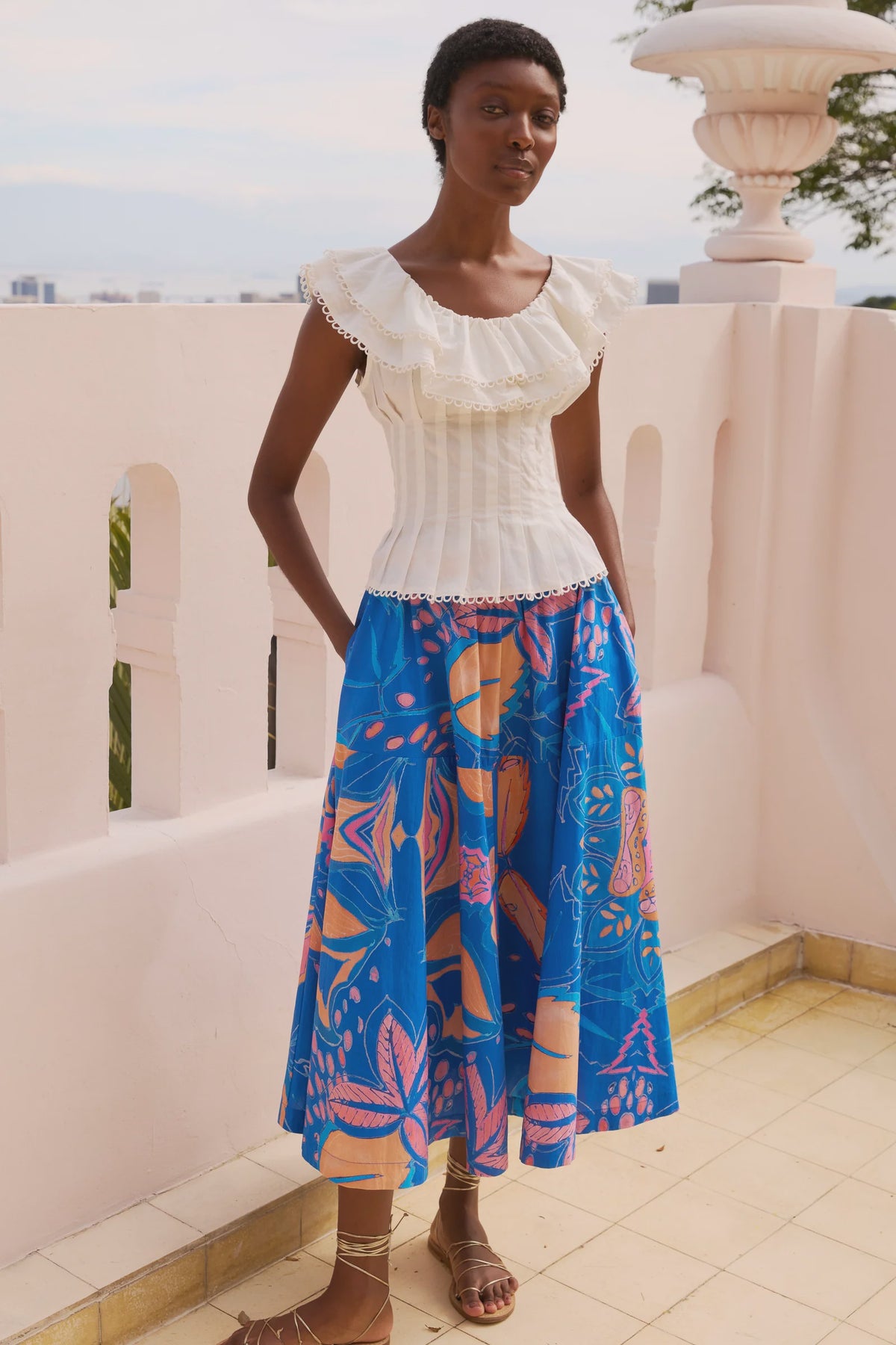 Oliphant Olivia Skirt- Antico Blue