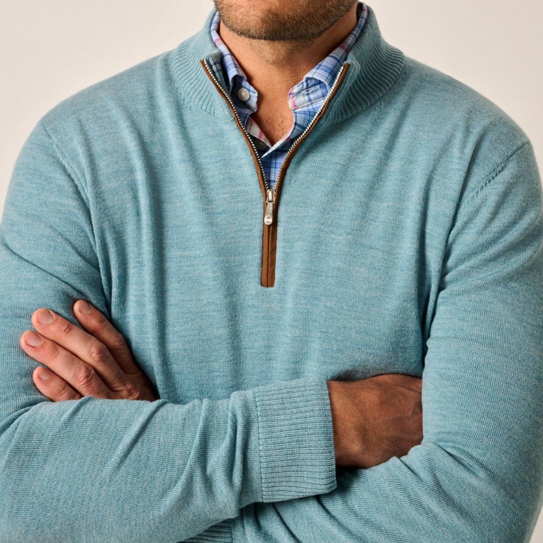 Johnnie-O Raynor Merino 1/4 Zip Sweater- Riviera
