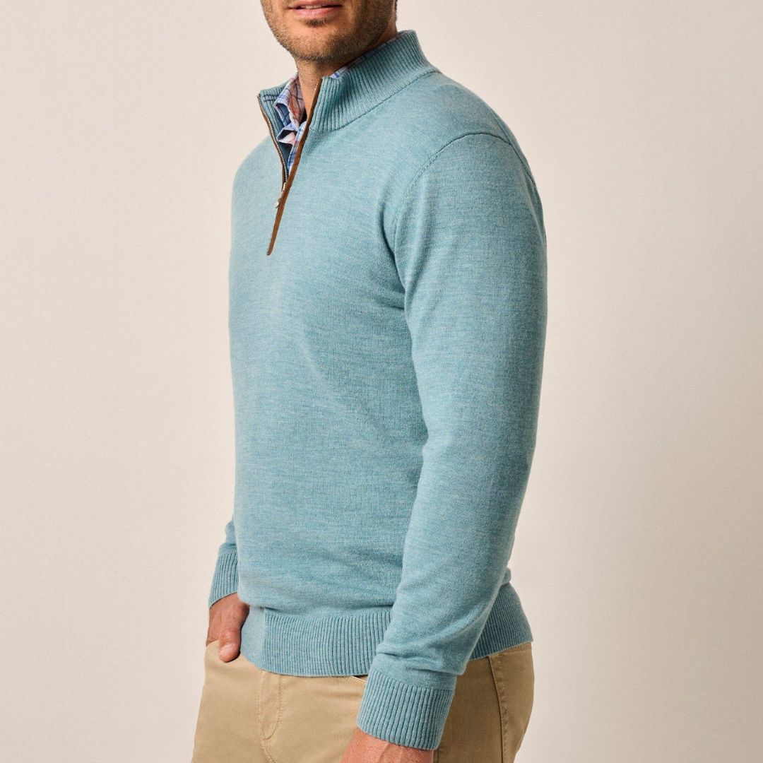 Johnnie-O Raynor Merino 1/4 Zip Sweater- Riviera