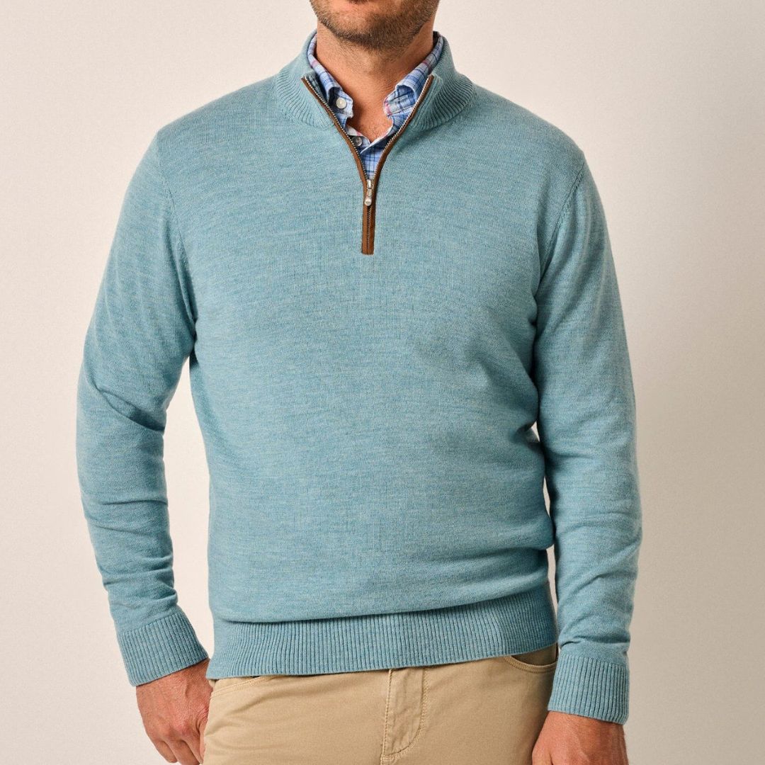Johnnie-O Raynor Merino 1/4 Zip Sweater- Riviera