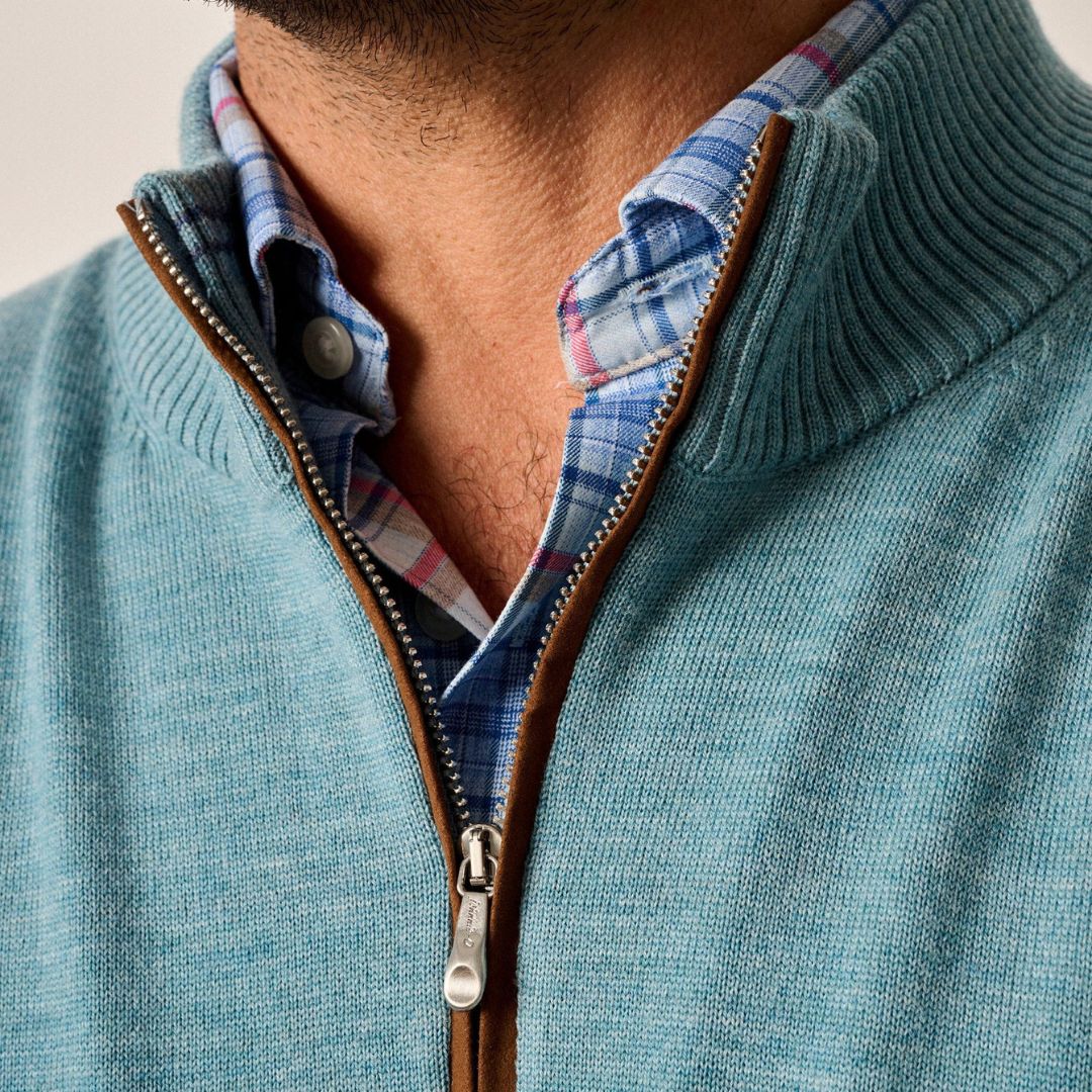 Johnnie-O Raynor Merino 1/4 Zip Sweater- Riviera