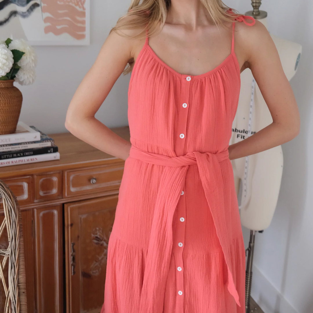 Marea  Siesta Gauze Dress - Guava