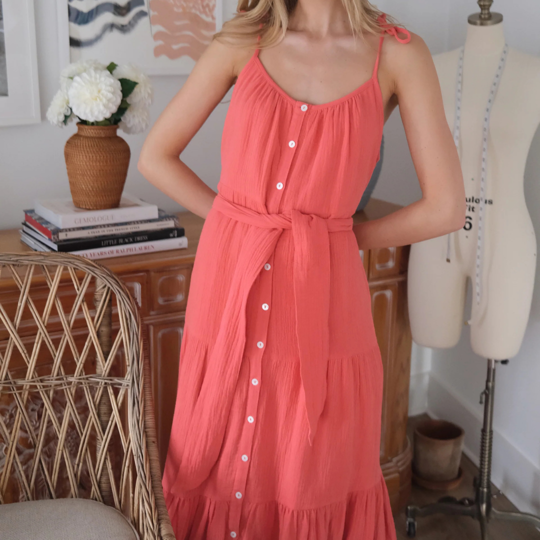 Marea  Siesta Gauze Dress - Guava