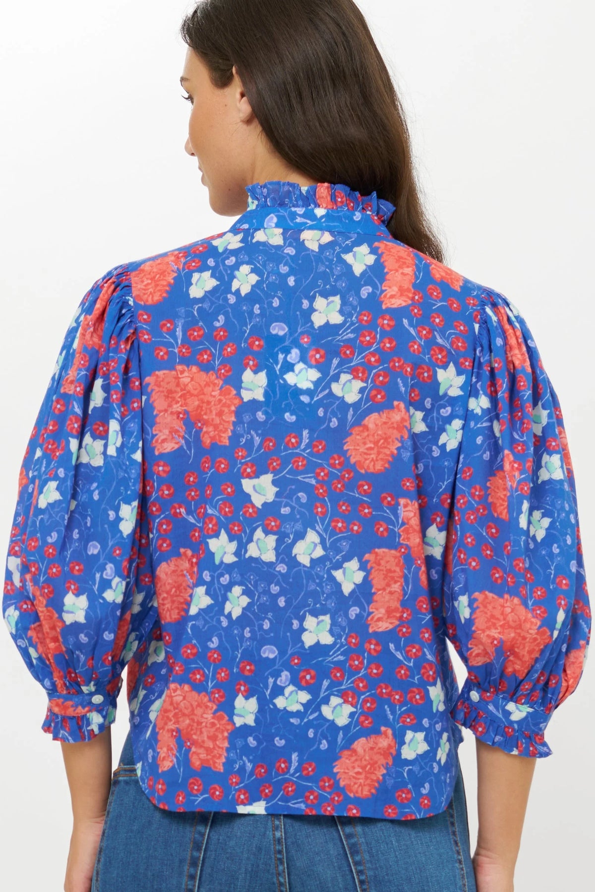 Oliphant Ruffle Front Button Blouse - Fluer