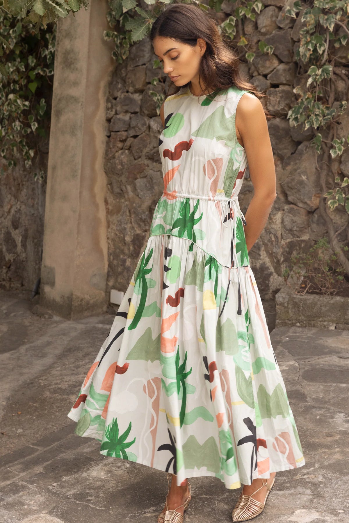 Oliphant Sleeveless Piped Maxi- Paradiso Petal