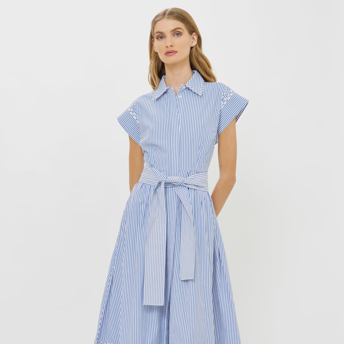 Oliphant Belted Shirt Dress- Sconset Blue