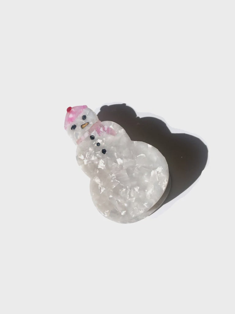 BDA Solar Eclipse Hand-Painted Snowman Holiday Claw Clip
