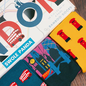 Swole Panda 4 Pack Socks - London
