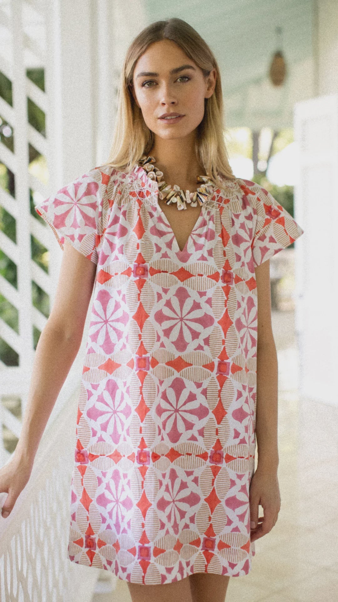Marea Cecelia Shortie Dress - Pink Cafe Tile
