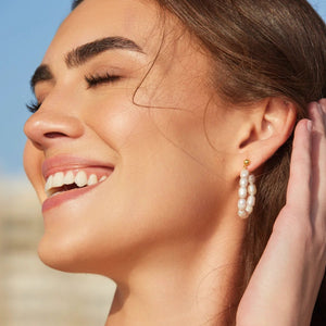 Adriana Pappas - Floating Pearl Studs White