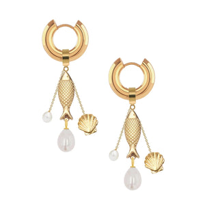 Adriana Pappas - Lucky Fish Charm Hoops