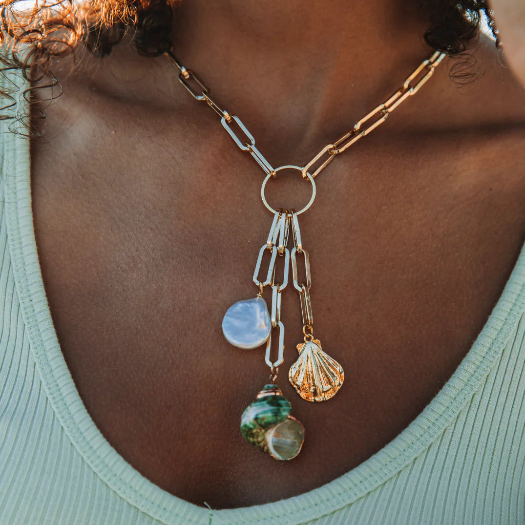 Adriana Pappas - Shell Trio Drop Necklace