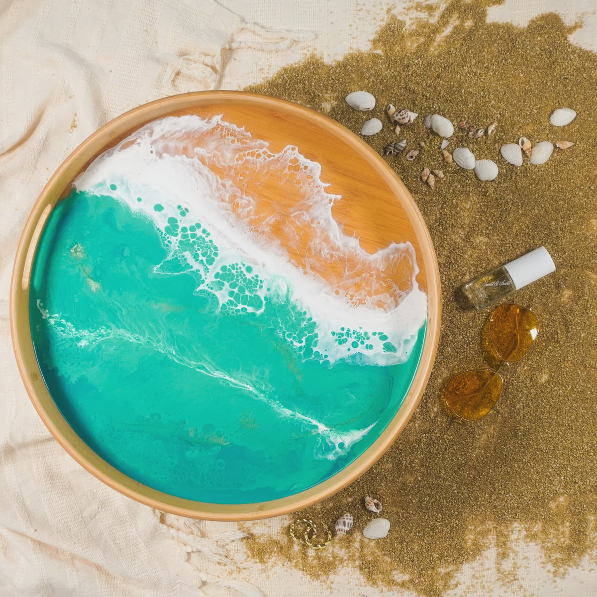 Lynn & Liana Designs Bamboo Serving Tray - Bermuda Blue