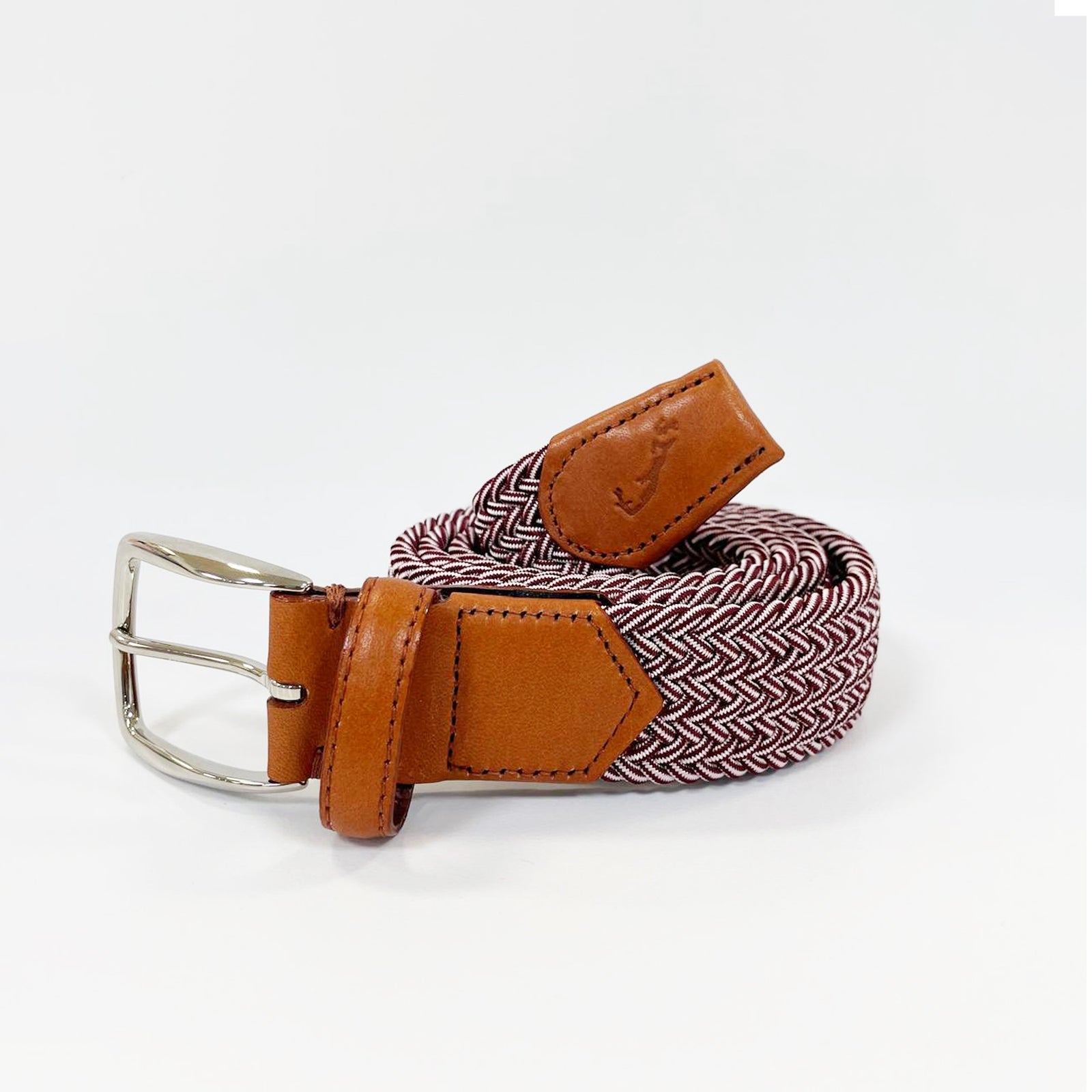 F. H. Wadsworth Elastic Stretch Belt - Burgundy & White