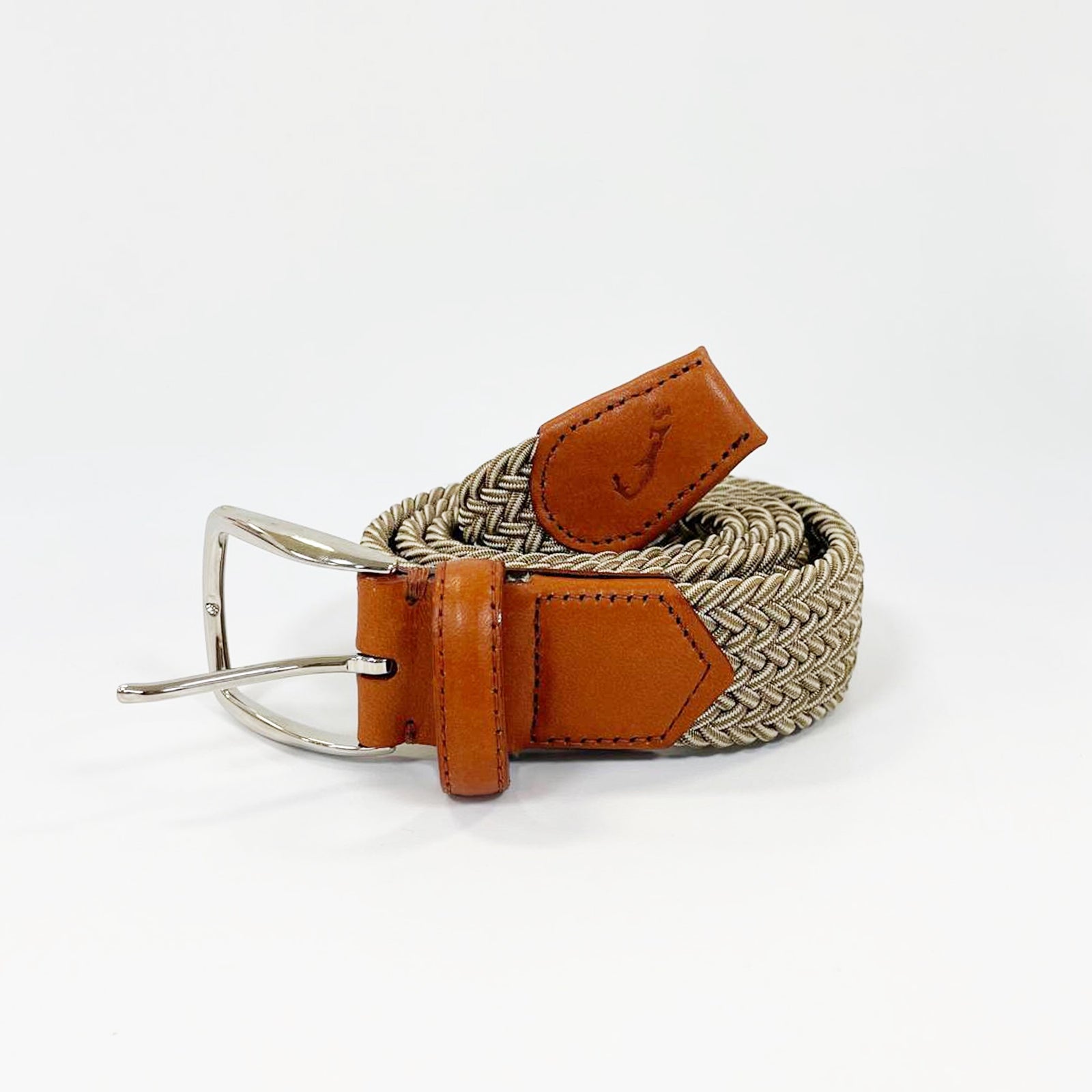 F. H. Wadsworth Elastic Stretch Belt - Tan & White