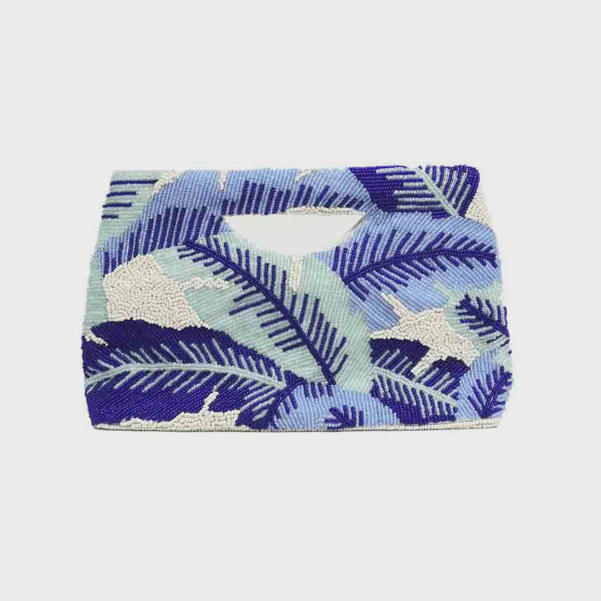 Tiana Design - Cut-Out Handle Clutch - Blue Leaves