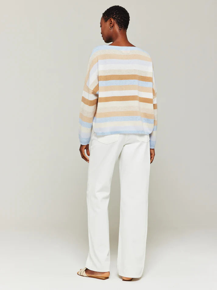 Brodie Doris Stripe Crew Sweater - Blue Mist