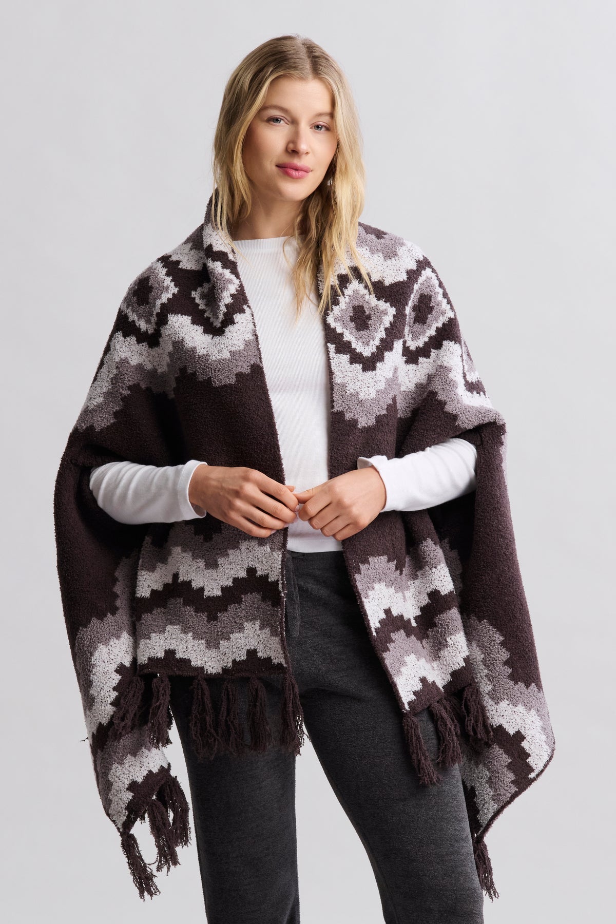 Barefoot Dreams CozyChic Mosaic Wrap Umber Multi