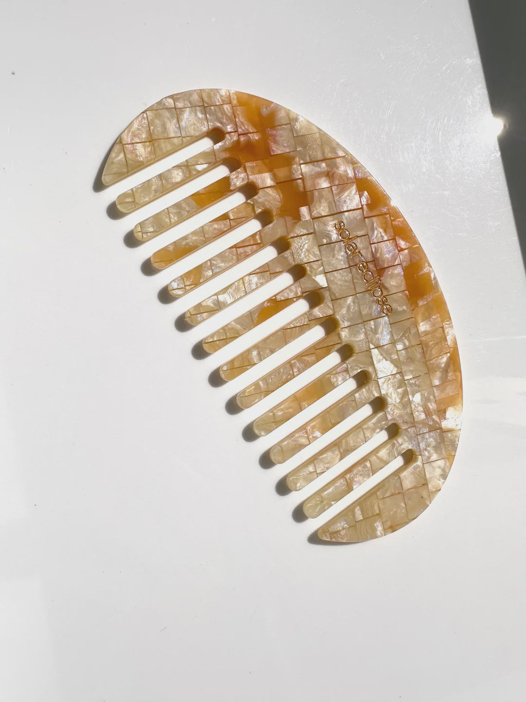 BDA Solar Eclipse Half Moon Acetate Hair Comb - Pearl Mosaic