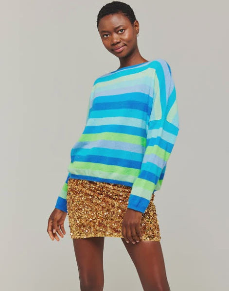 Brodie Doris Stripe Crew Sweater - Sailor Blue