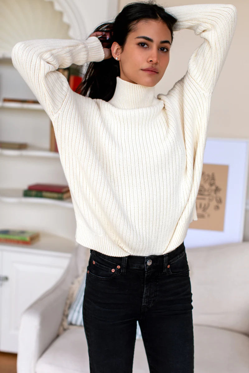 Emerson Fry Carolyn Funnel Neck Sweater - Ivory