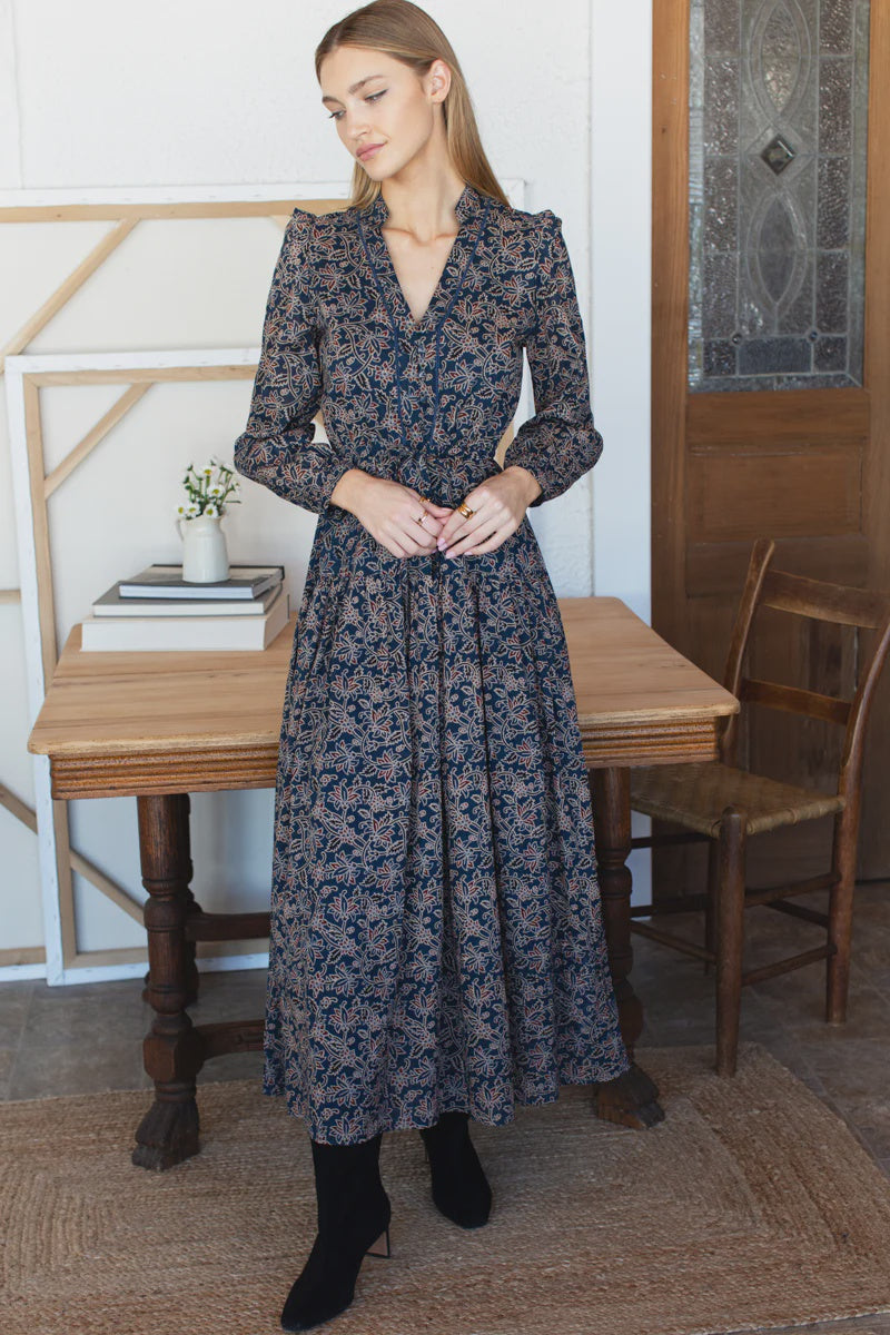 Emerson Fry Frances 4 Basque Dress - Artisan Flower Vines Organic