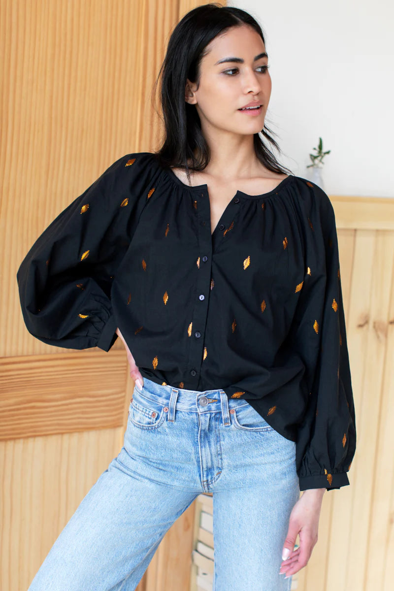 Emerson Fry Frances Blouse - Gold Leaf Black