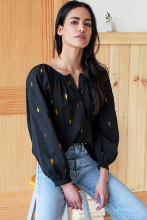 Emerson Fry Frances Blouse - Gold Leaf Black