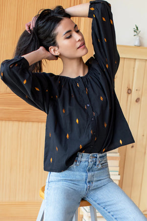 Emerson Fry Frances Blouse - Gold Leaf Black