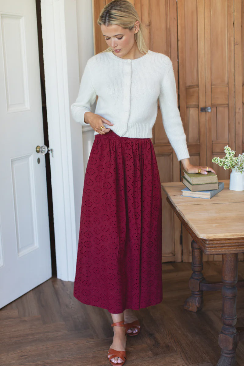 Emerson Fry Wide Hem Skirt - Rouge Eyelet