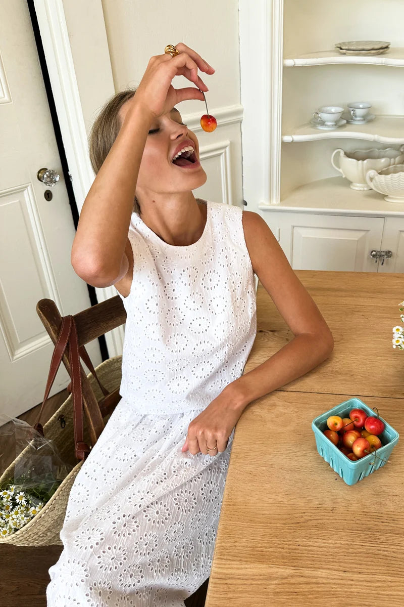 Emerson Fry Studio Boxy Top - Salt Eyelet