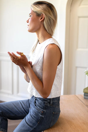 Emerson Fry Studio Boxy Top - Salt Eyelet