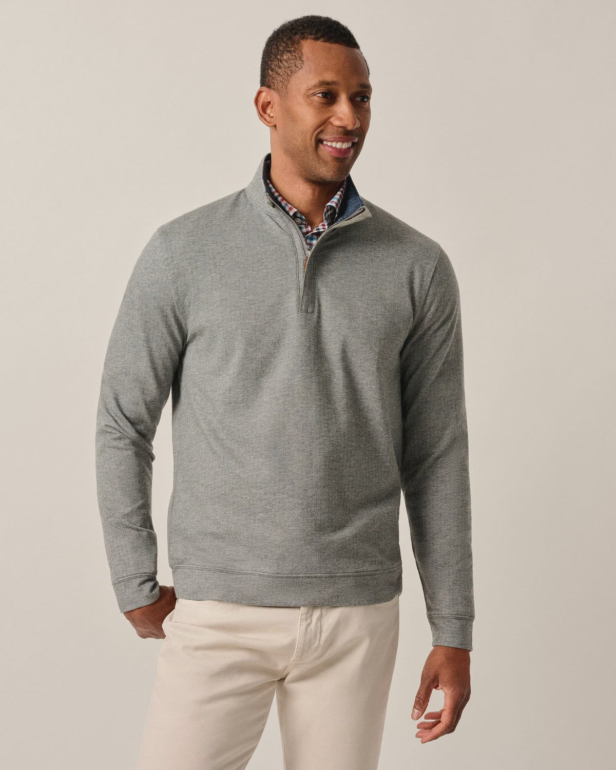 Johnnie-O Rubin Cotton Cashmere 1/4 Zip Pullover - Charcoal