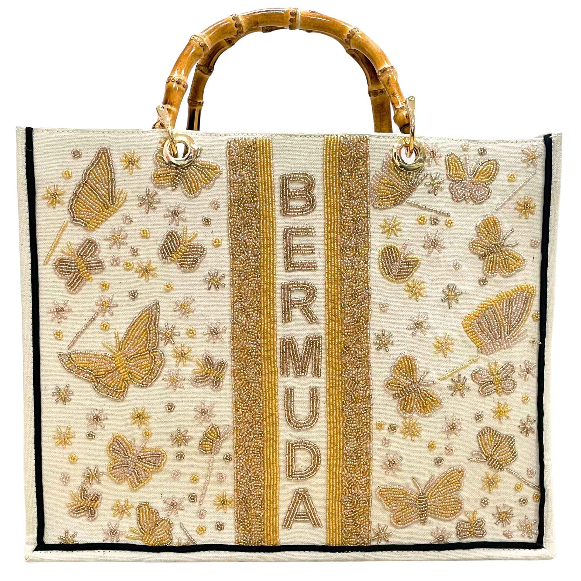 Tiana Designs - Gold Butterflies Bermuda Bamboo Tote