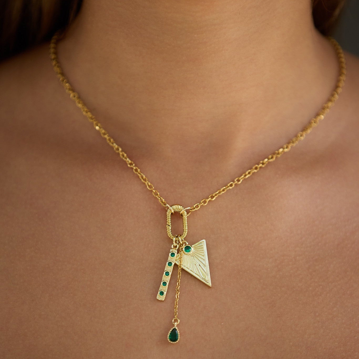 Adriana Pappas - Green Geo Necklace