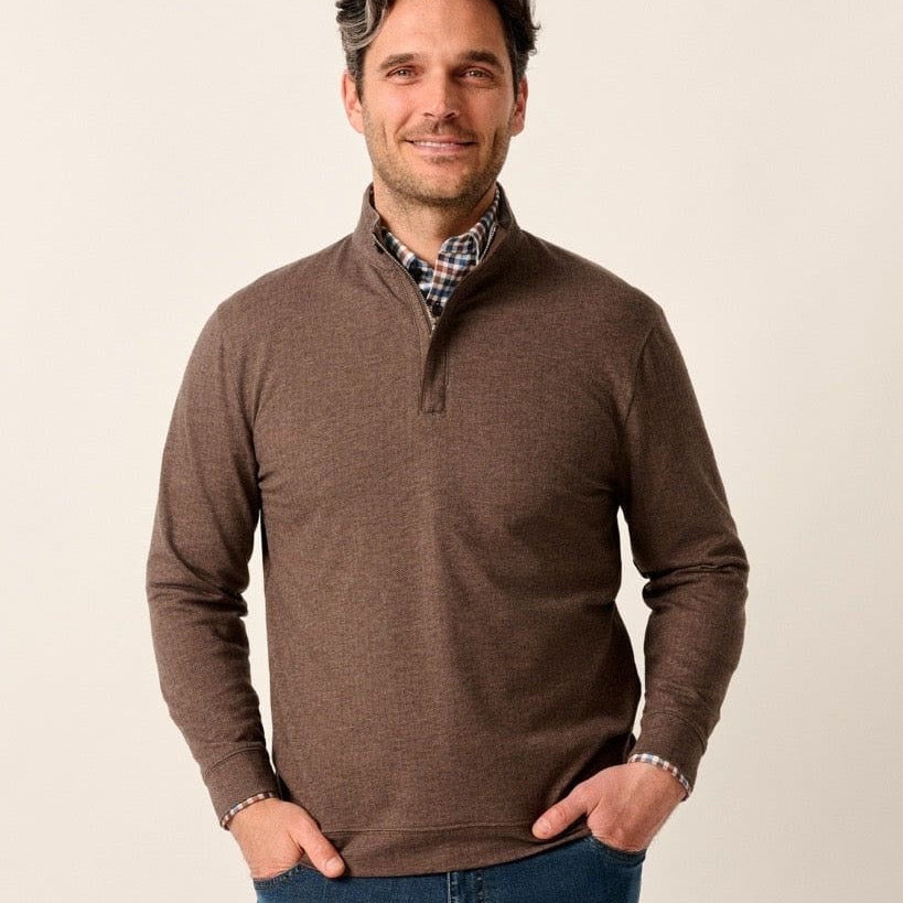 Johnnie-O Rubin Cotton Cashmere 1/4 Zip Pullover - Bison