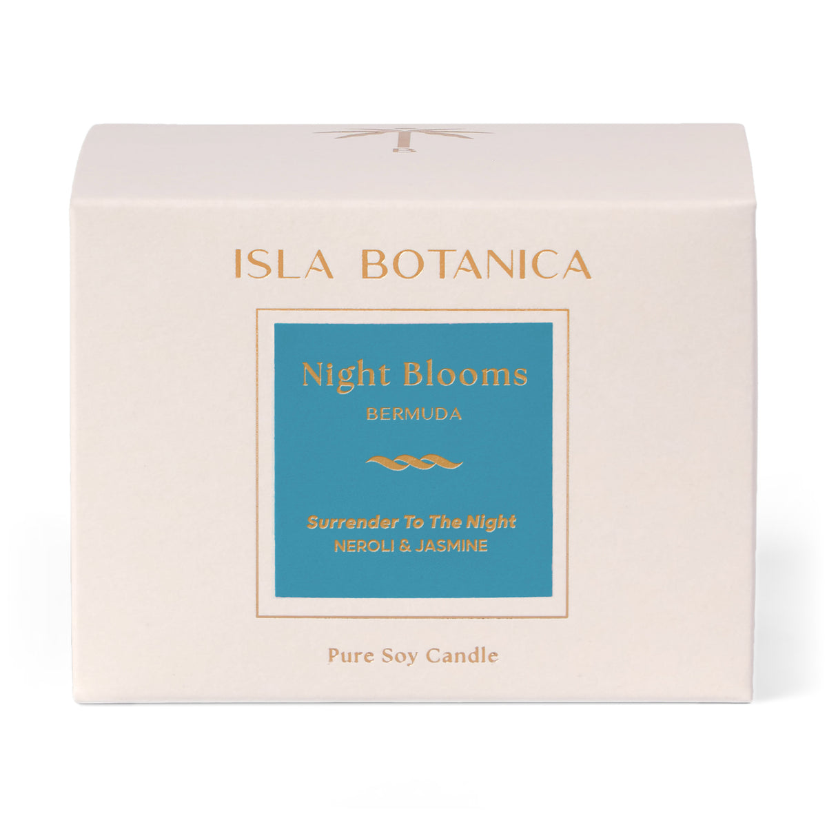 Isla Botanica Night Blooms candle packaging on a white background