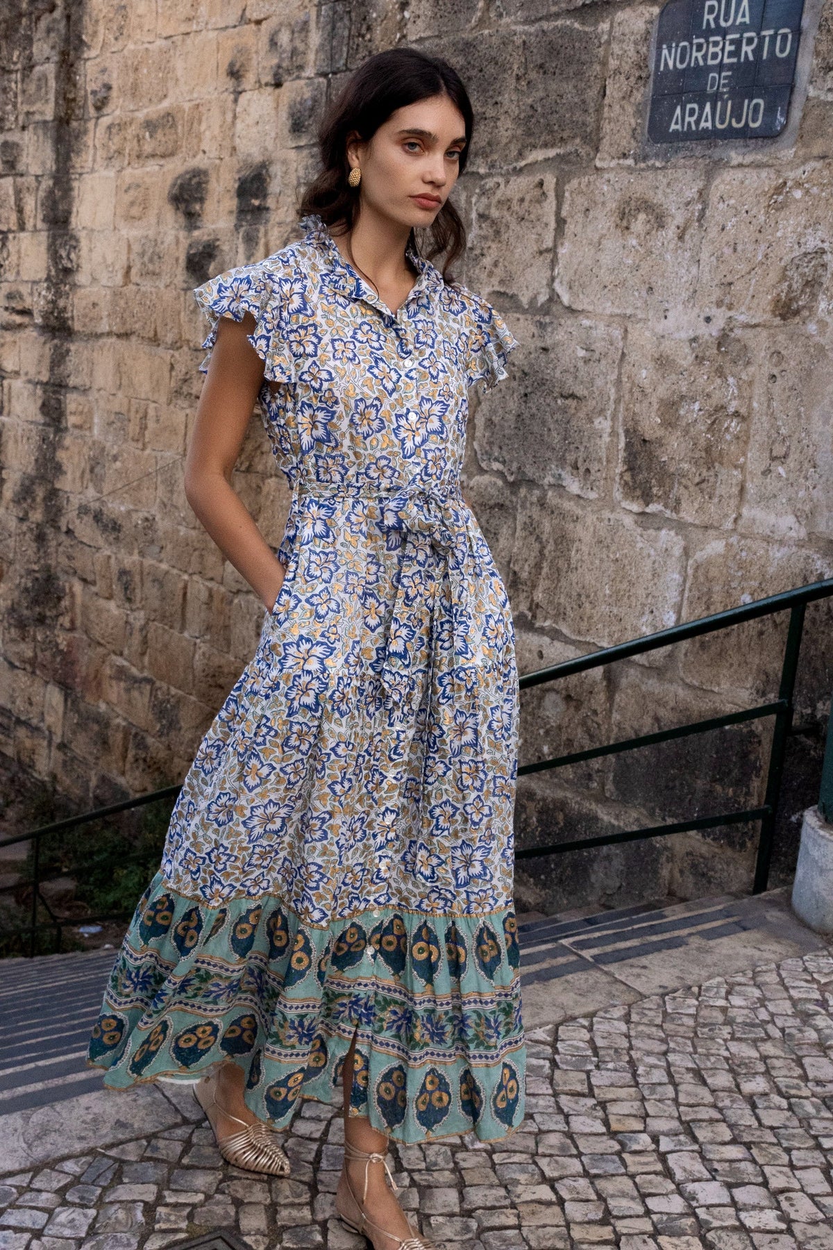 Oliphant  Collar Button Maxi Dress - Ivy